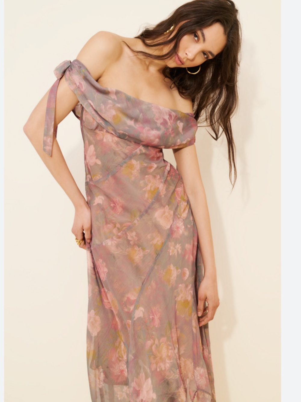 Free People Bali Curtain Call Floral Off-Shoulder Maxi Dress
